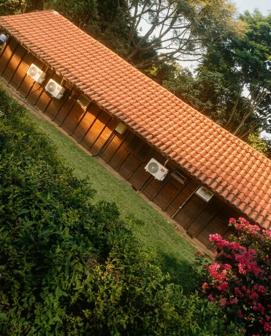 Vista aérea dos chalés de hospedagem do Água Santa, onde fica acomodado o grupo da convenção