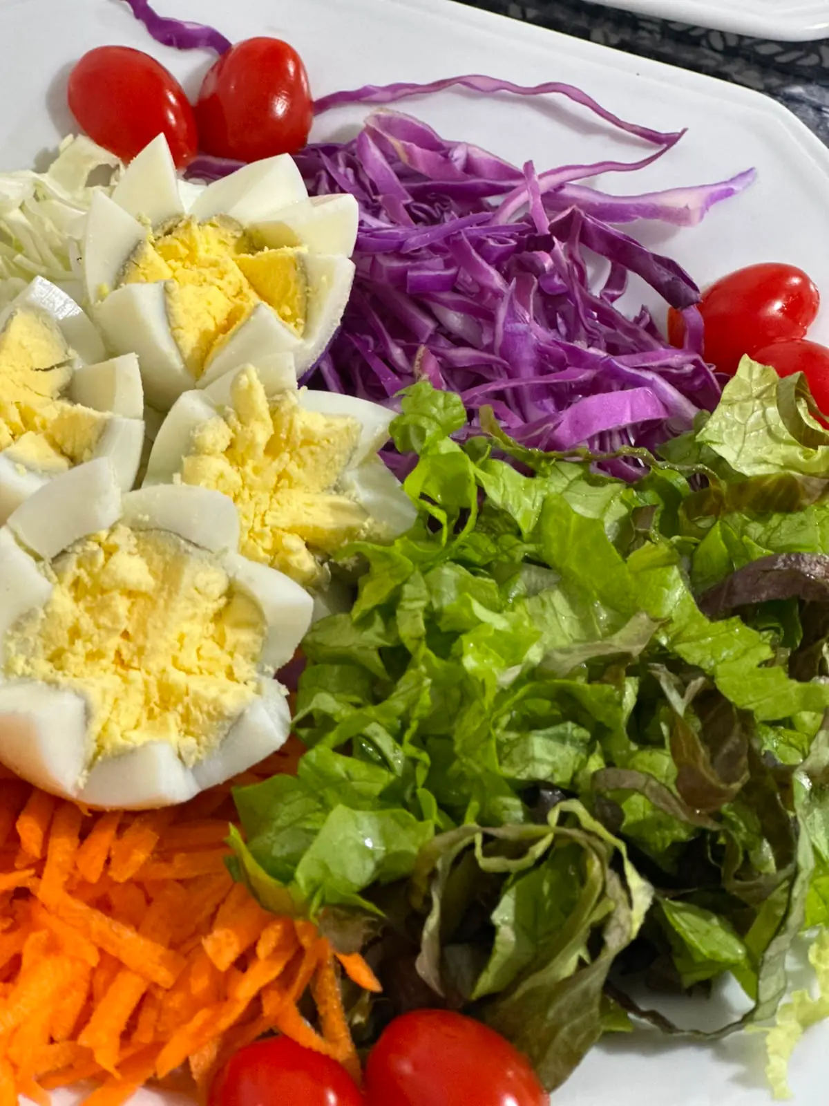 Salada fresca e colorida servida no spa